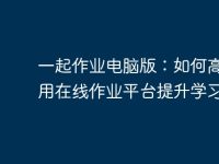 一起作业电脑版：如何高效利用在线作业平台提升学习效果-路由网