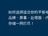 如何选择适合你的平板电脑?品牌、屏幕、处理器、内存、存储一网打尽!-路由网