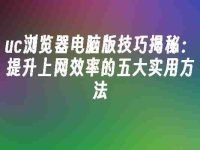 uc浏览器电脑版技巧揭秘:提升上网效率的五大实用方法-路由网