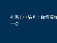 社保卡电脑号:你需要知道的一切-路由网