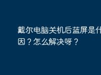 戴尔电脑关机后蓝屏是什么原因?怎么解决呀?-路由网