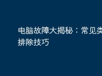 电脑故障大揭秘：常见类型与排除技巧-路由网