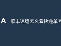 顺丰速运怎么看快递单号-路由网