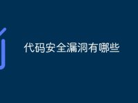 代码安全漏洞有哪些-路由网