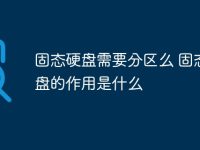 固态硬盘需要分区么 固态硬盘的作用是什么-路由网