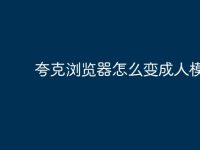 夸克浏览器怎么变成人模式-路由网