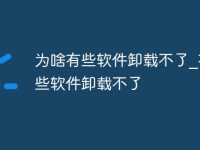 为啥有些软件卸载不了_有哪些软件卸载不了-路由网