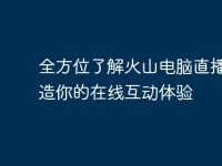 全方位了解火山电脑直播:打造你的在线互动体验-路由网