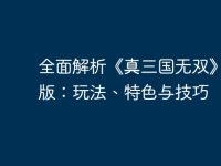 全面解析《真三国无双》电脑版:玩法、特色与技巧-路由网