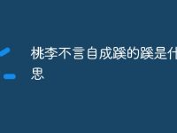 桃李不言自成蹊的蹊是什么意思-路由网