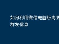 如何利用微信电脑版高效开展群发信息-路由网