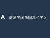 彻底关闭花呗怎么关闭-路由网