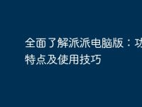 全面了解派派电脑版:功能、特点及使用技巧-路由网
