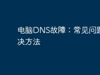 电脑DNS故障:常见问题及解决方法-路由网
