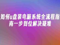 如何u盘装电脑系统全流程指南一步到位解决疑难-路由网