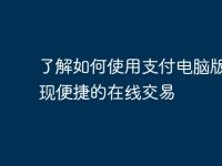 了解如何使用支付电脑版，实现便捷的在线交易-路由网