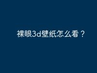 裸眼3d壁纸怎么看?-路由网