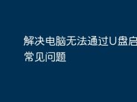 解决电脑无法通过U盘启动的常见问题-路由网