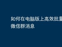 如何在电脑版上高效批量发送微信群消息-路由网