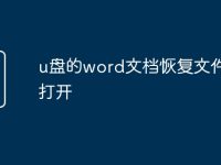 u盘的word文档恢复文件怎么打开-路由网