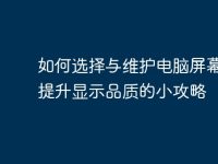 如何选择与维护电脑屏幕线：提升显示品质的小攻略-路由网