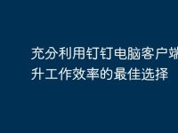 充分利用钉钉电脑客户端:提升工作效率的最佳选择-路由网