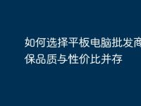 如何选择平板电脑批发商:确保品质与性价比并存-路由网