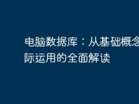 电脑数据库：从基础概念到实际运用的全面解读-路由网