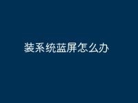 装系统蓝屏怎么办-路由网