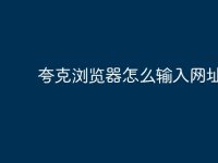 夸克浏览器怎么输入网址-路由网