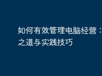 如何有效管理电脑经营:成功之道与实践技巧-路由网