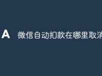 微信自动扣款在哪里取消-路由网