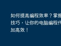 如何提高编程效率?掌握这些技巧,让你的电脑编程代码更加高效!-路由网