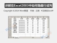 怎么在Excel2003中如何隐藏行或列-路由网