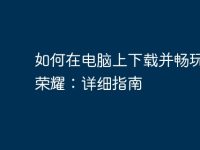 如何在电脑上下载并畅玩王者荣耀:详细指南-路由网
