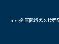 bing的国际版怎么找翻译-路由网
