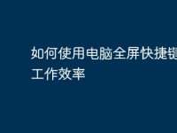 如何使用电脑全屏快捷键提高工作效率-路由网