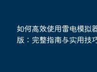 如何高效使用雷电模拟器电脑版：完整指南与实用技巧-路由网