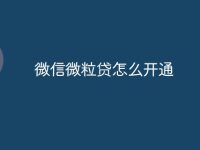 微信微粒贷怎么开通-路由网