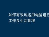 如何有效地运用电脑进行高效工作与生活管理-路由网