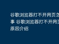谷歌浏览器打不开网页怎么回事 谷歌浏览器打不开网页的原因介绍-路由网