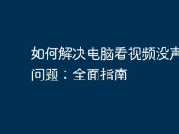 如何解决电脑看视频没声音的问题:全面指南-路由网
