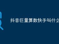 抖音巨量算数快手叫什么-路由网