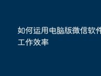 如何运用电脑版微信软件提高工作效率-路由网