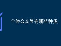 个体公众号有哪些种类-路由网