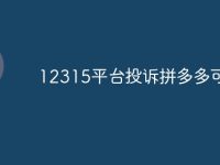 12315平台投诉拼多多可以吗-路由网