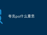 夸克po什么意思-路由网