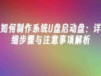 如何制作系统U盘启动盘:详细步骤与注意事项解析-路由网