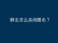 群主怎么关闭匿名？-路由网