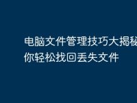 电脑文件管理技巧大揭秘,教你轻松找回丢失文件-路由网